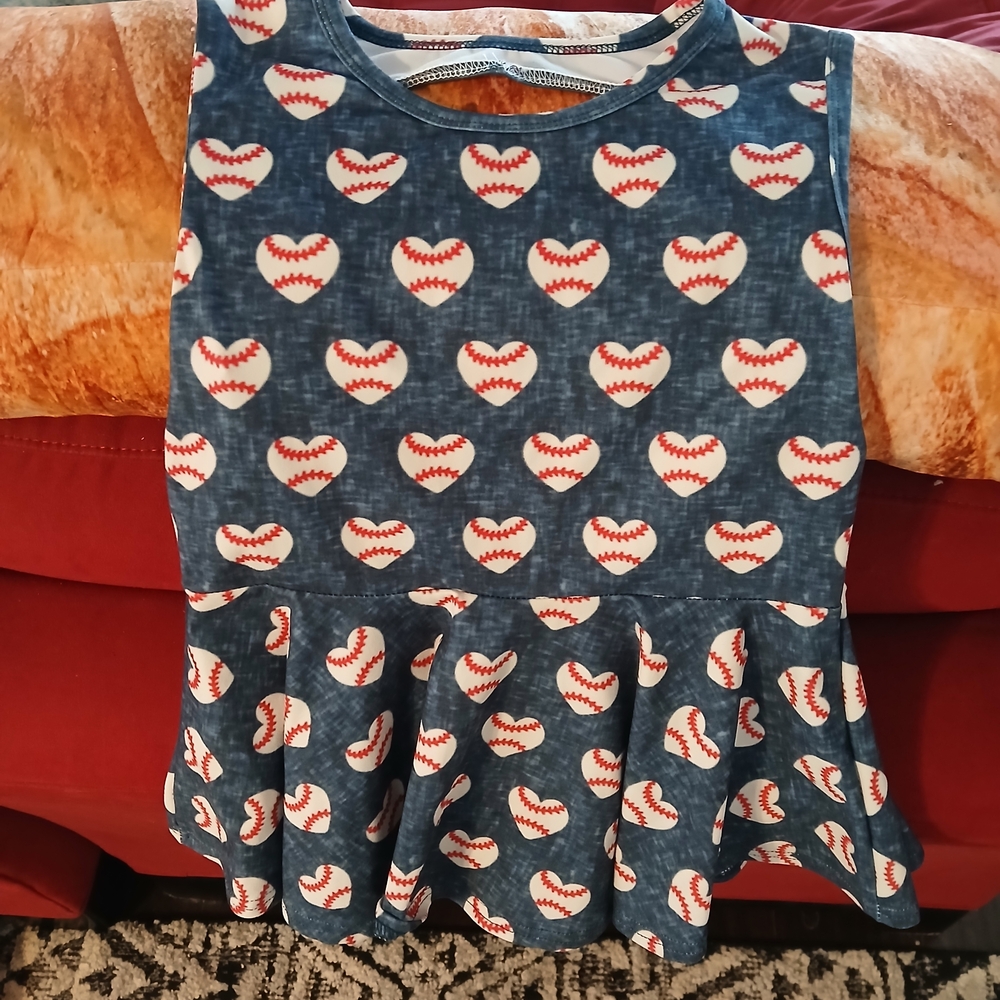 Blue Heart Baseball Kids Dress